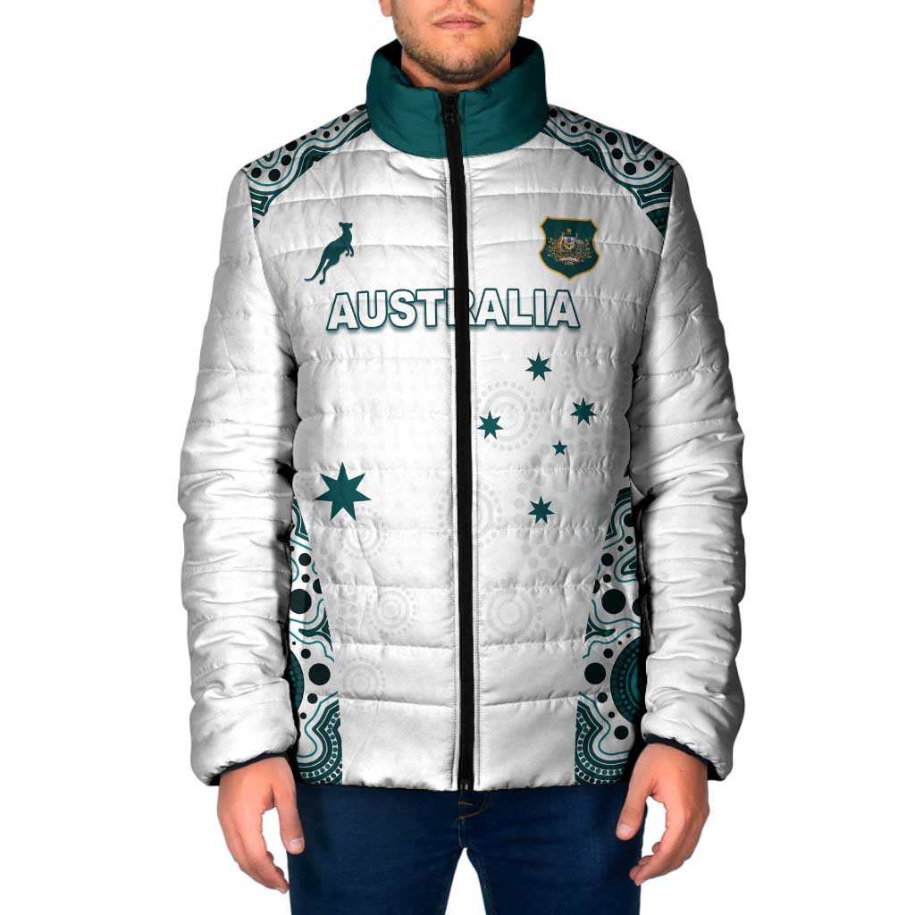 Custom Australia Rugby 2026 Padded Jacket Go Wallabies Aboriginal Pattern White Version - Aussie Hoodie