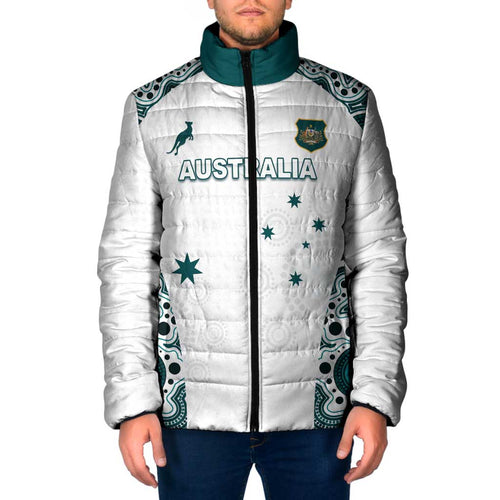 Custom Australia Rugby 2026 Padded Jacket Go Wallabies Aboriginal Pattern White Version - Aussie Hoodie