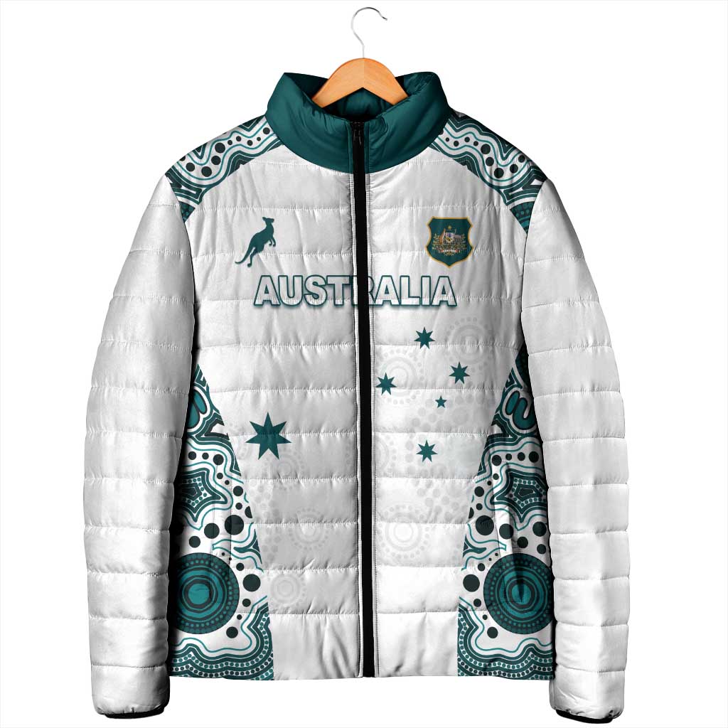 Custom Australia Rugby 2026 Padded Jacket Go Wallabies Aboriginal Pattern White Version - Aussie Hoodie