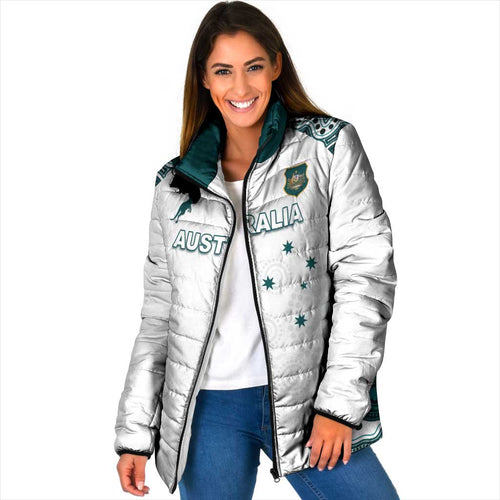 Custom Australia Rugby 2026 Padded Jacket Go Wallabies Aboriginal Pattern White Version - Aussie Hoodie