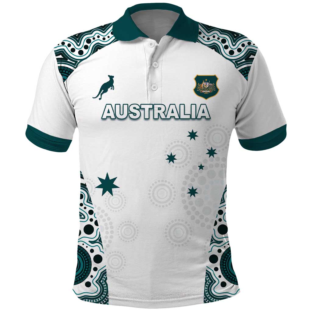Custom Australia Rugby 2026 Polo Shirt Go Wallabies Aboriginal Pattern White Version - Aussie Hoodie
