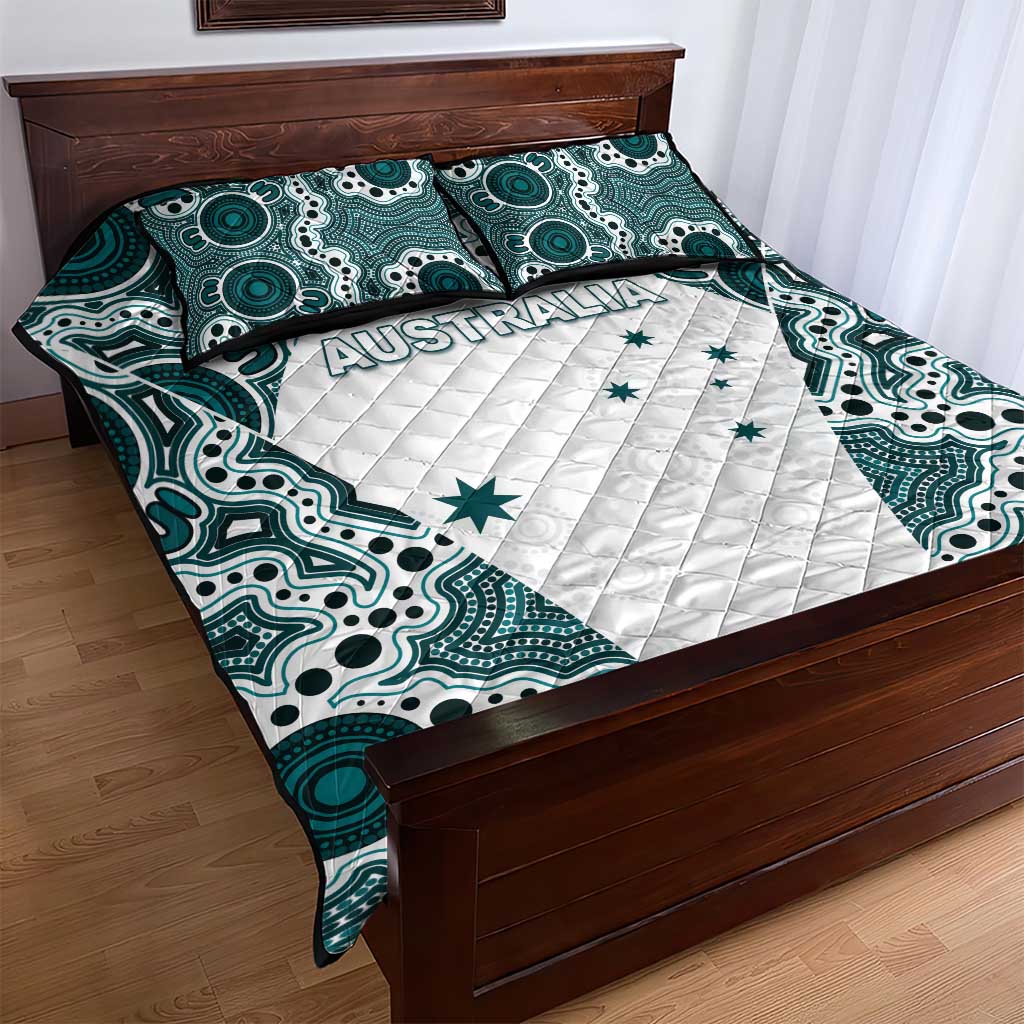 Australia Rugby 2026 Quilt Bed Set Go Wallabies Aboriginal Pattern White Version - Aussie Hoodie