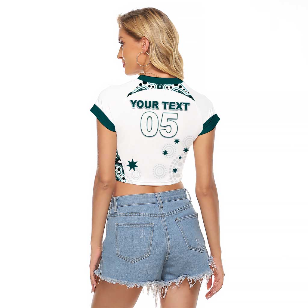 Custom Australia Rugby 2026 Raglan Cropped T Shirt Go Wallabies Aboriginal Pattern White Version - Aussie Hoodie