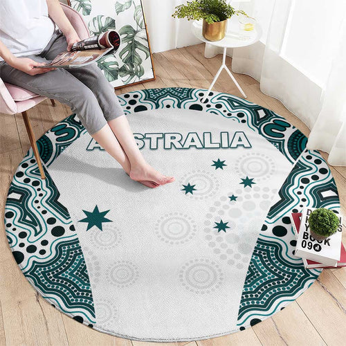 Australia Rugby 2026 Round Carpet Go Wallabies Aboriginal Pattern White Version - Aussie Hoodie