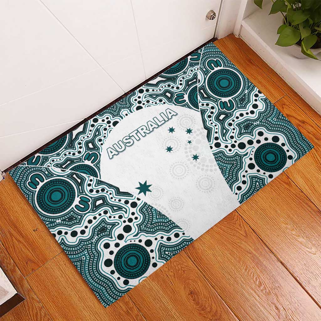Australia Rugby 2026 Rubber Doormat Go Wallabies Aboriginal Pattern White Version - Aussie Hoodie