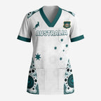 Custom Australia Rugby 2026 Scrub Top Go Wallabies Aboriginal Pattern White Version - Aussie Hoodie