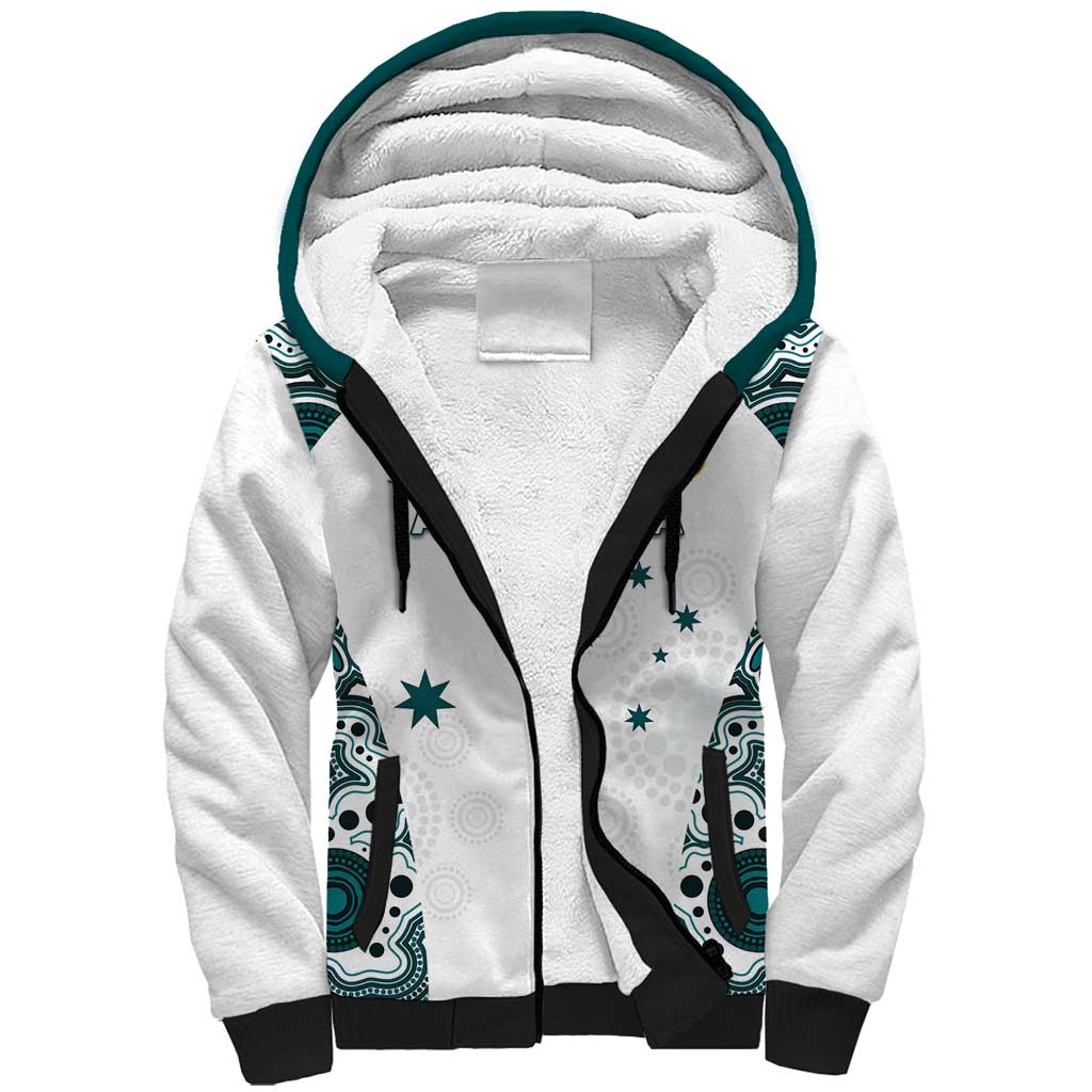 Custom Australia Rugby 2026 Sherpa Hoodie Go Wallabies Aboriginal Pattern White Version - Aussie Hoodie