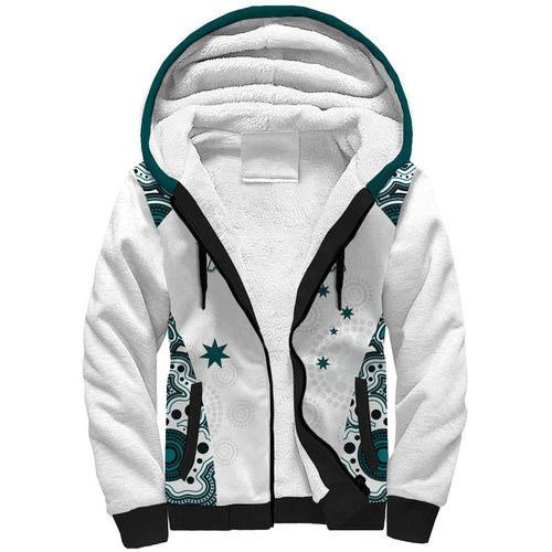 Custom Australia Rugby 2026 Sherpa Hoodie Go Wallabies Aboriginal Pattern White Version - Aussie Hoodie