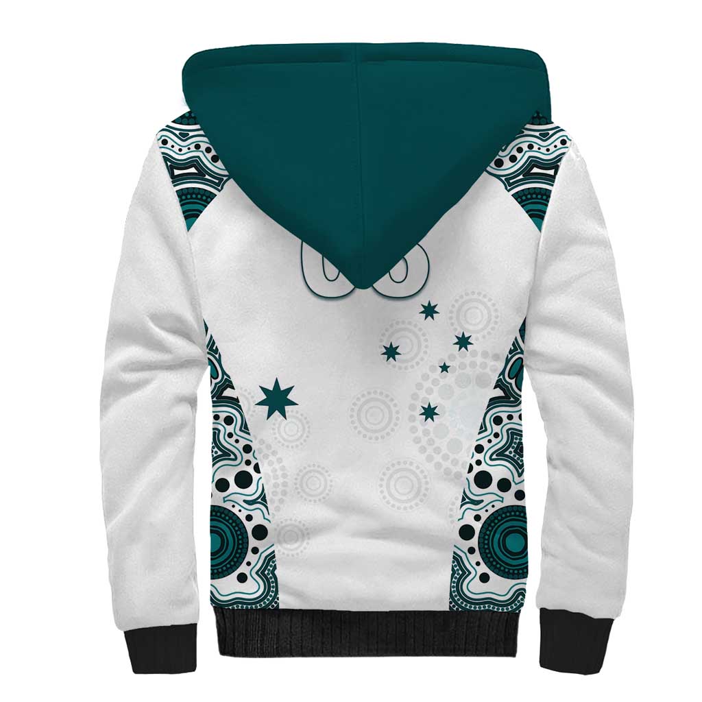Custom Australia Rugby 2026 Sherpa Hoodie Go Wallabies Aboriginal Pattern White Version - Aussie Hoodie