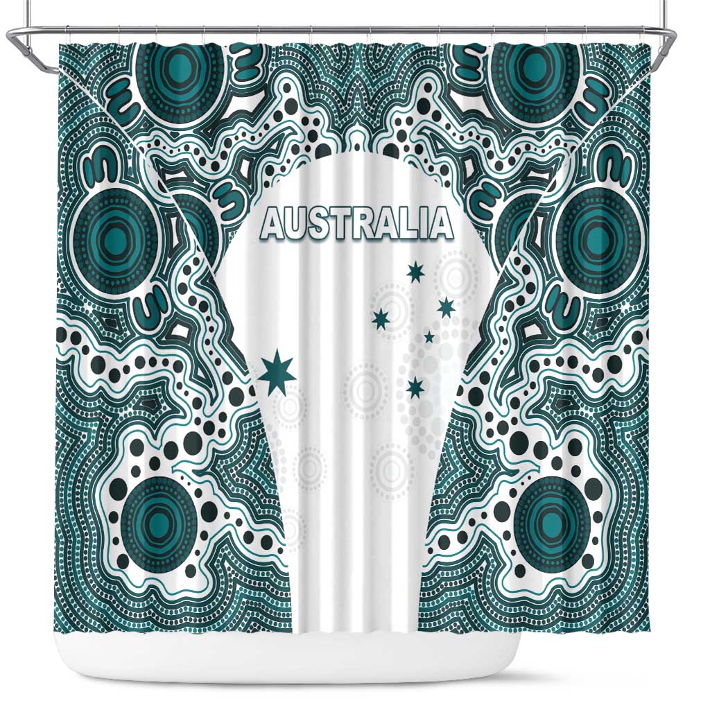 Australia Rugby 2026 Shower Curtain Go Wallabies Aboriginal Pattern White Version - Aussie Hoodie