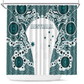 Australia Rugby 2026 Shower Curtain Go Wallabies Aboriginal Pattern White Version - Aussie Hoodie
