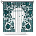 Australia Rugby 2026 Shower Curtain Go Wallabies Aboriginal Pattern White Version - Aussie Hoodie