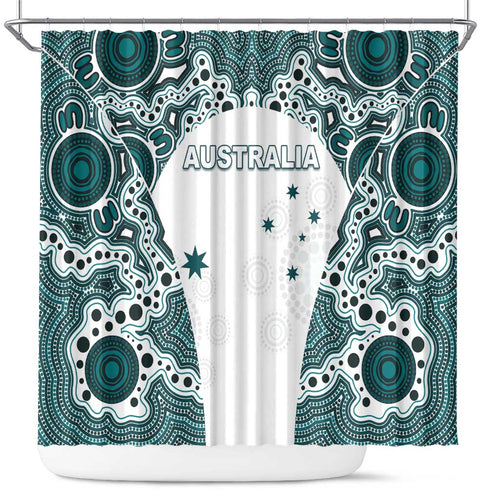 Australia Rugby 2026 Shower Curtain Go Wallabies Aboriginal Pattern White Version - Aussie Hoodie