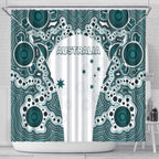 Australia Rugby 2026 Shower Curtain Go Wallabies Aboriginal Pattern White Version - Aussie Hoodie