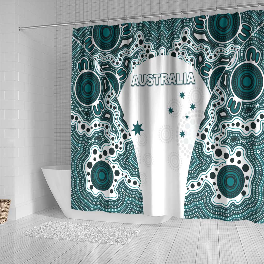 Australia Rugby 2026 Shower Curtain Go Wallabies Aboriginal Pattern White Version - Aussie Hoodie