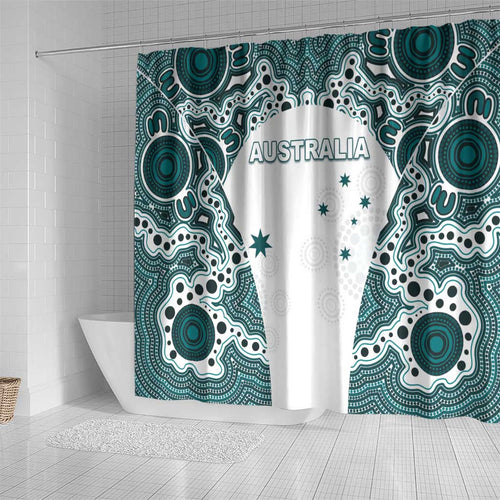 Australia Rugby 2026 Shower Curtain Go Wallabies Aboriginal Pattern White Version - Aussie Hoodie