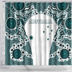 Australia Rugby 2026 Shower Curtain Go Wallabies Aboriginal Pattern White Version - Aussie Hoodie