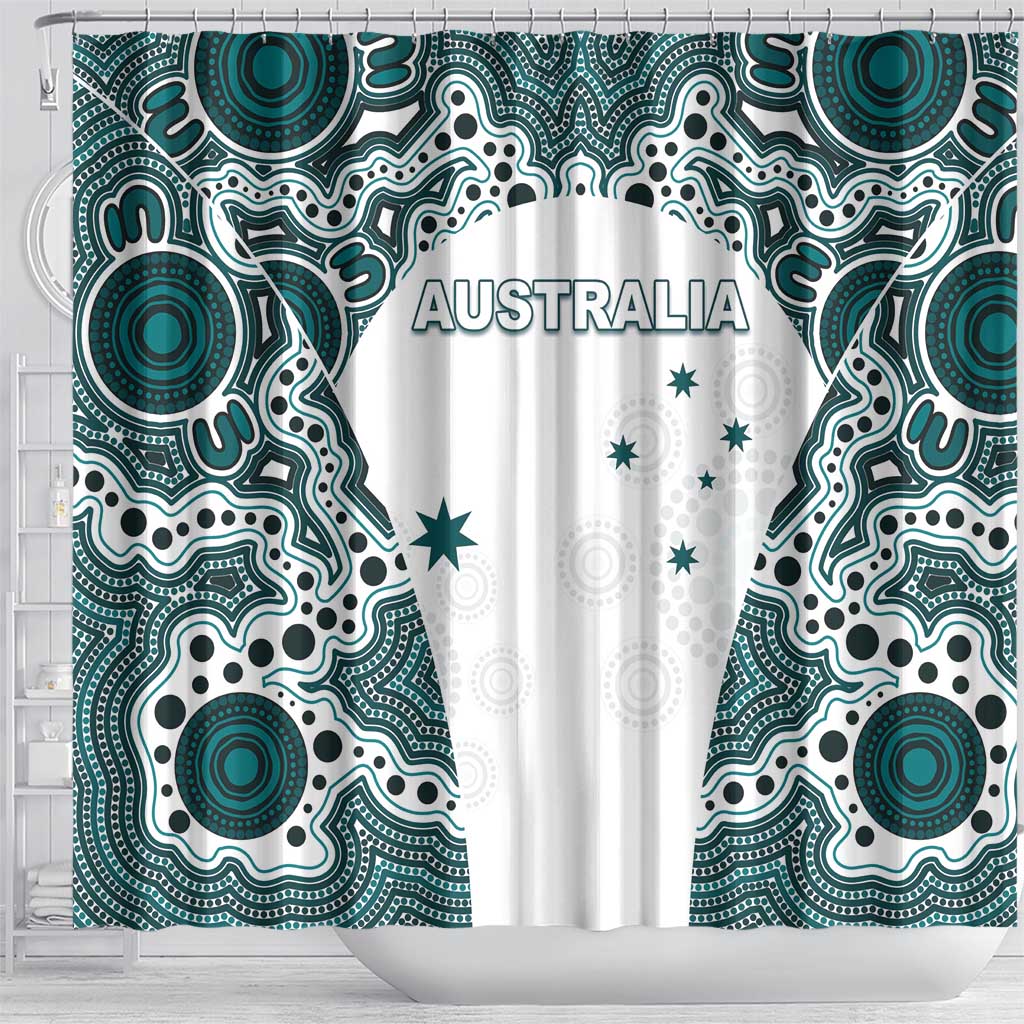 Australia Rugby 2026 Shower Curtain Go Wallabies Aboriginal Pattern White Version - Aussie Hoodie
