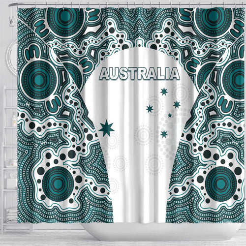 Australia Rugby 2026 Shower Curtain Go Wallabies Aboriginal Pattern White Version - Aussie Hoodie