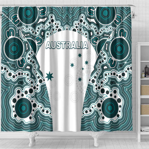 Australia Rugby 2026 Shower Curtain Go Wallabies Aboriginal Pattern White Version - Aussie Hoodie