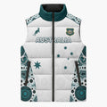 Custom Australia Rugby 2026 Sleeveless Puffer Jacket Go Wallabies Aboriginal Pattern White Version - Aussie Hoodie