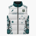 Custom Australia Rugby 2026 Sleeveless Puffer Jacket Go Wallabies Aboriginal Pattern White Version - Aussie Hoodie