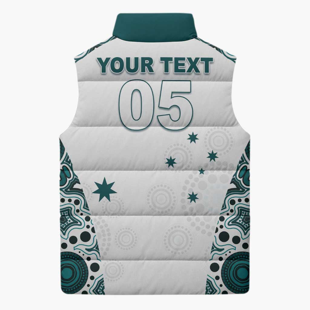 Custom Australia Rugby 2026 Sleeveless Puffer Jacket Go Wallabies Aboriginal Pattern White Version - Aussie Hoodie