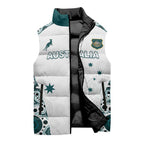 Custom Australia Rugby 2026 Sleeveless Puffer Jacket Go Wallabies Aboriginal Pattern White Version - Aussie Hoodie