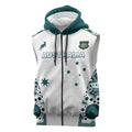 Custom Australia Rugby 2026 Sleeveless Zip Hoodie Go Wallabies Aboriginal Pattern White Version - Aussie Hoodie