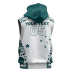 Custom Australia Rugby 2026 Sleeveless Zip Hoodie Go Wallabies Aboriginal Pattern White Version - Aussie Hoodie