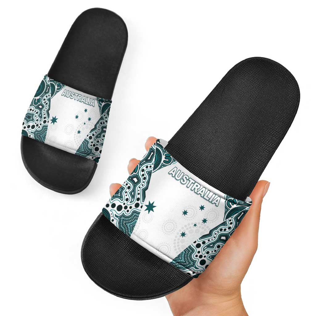 Australia Rugby 2026 Slide Sandals Go Wallabies Aboriginal Pattern White Version - Aussie Hoodie