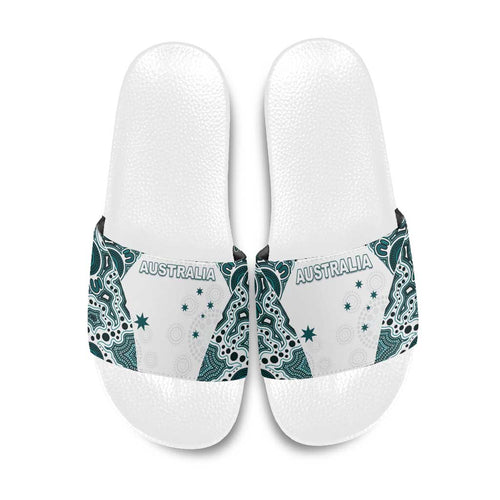 Australia Rugby 2026 Slide Sandals Go Wallabies Aboriginal Pattern White Version - Aussie Hoodie