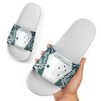 Australia Rugby 2026 Slide Sandals Go Wallabies Aboriginal Pattern White Version - Aussie Hoodie