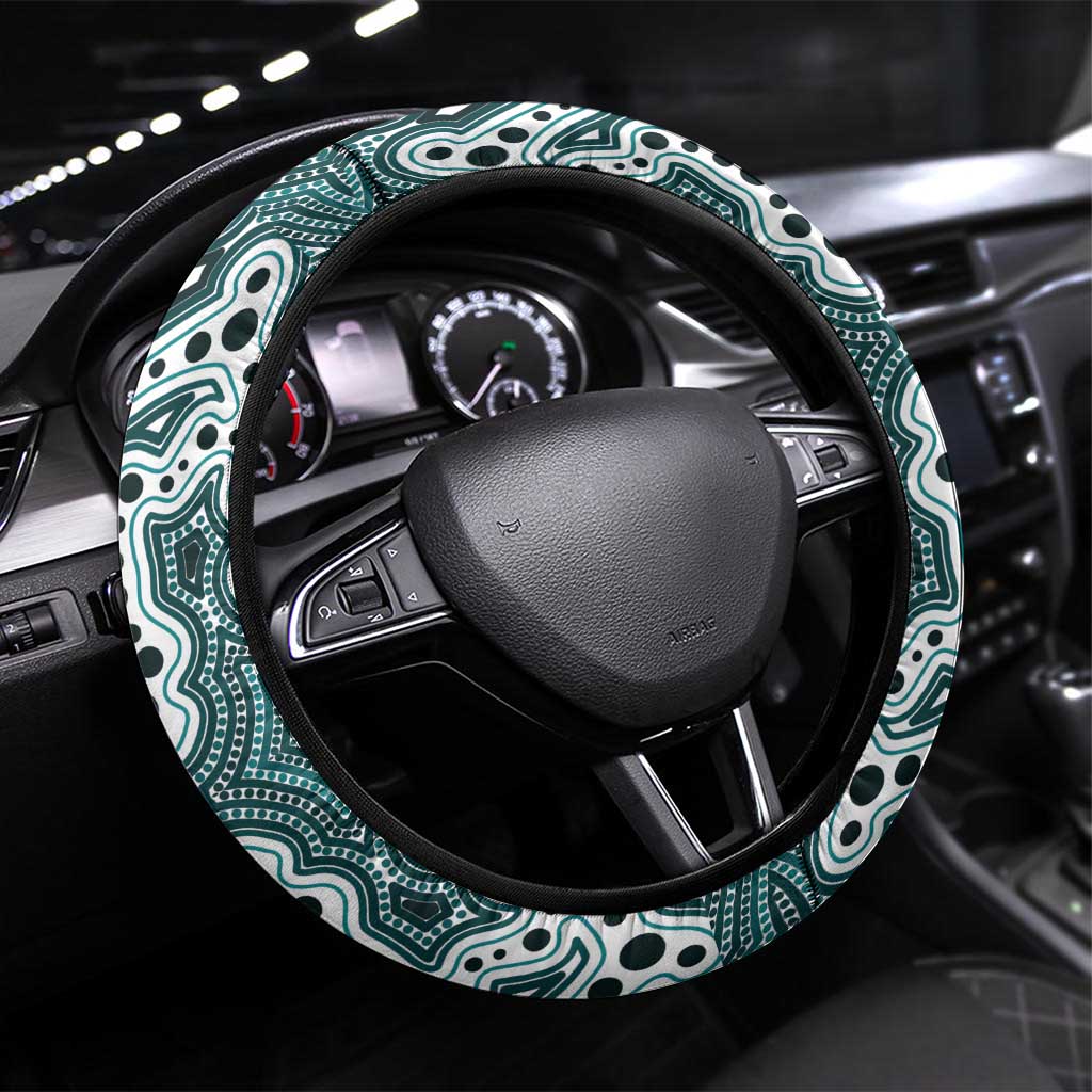 Australia Rugby 2026 Steering Wheel Cover Go Wallabies Aboriginal Pattern White Version - Aussie Hoodie
