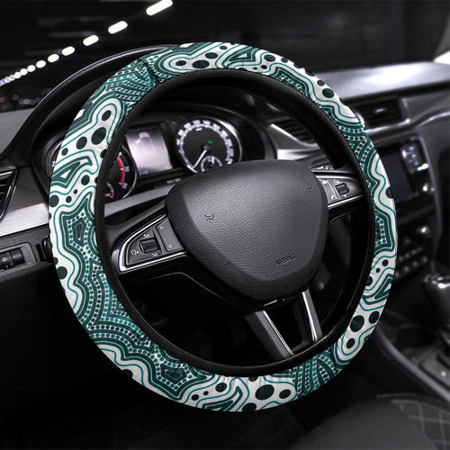 Australia Rugby 2026 Steering Wheel Cover Go Wallabies Aboriginal Pattern White Version - Aussie Hoodie