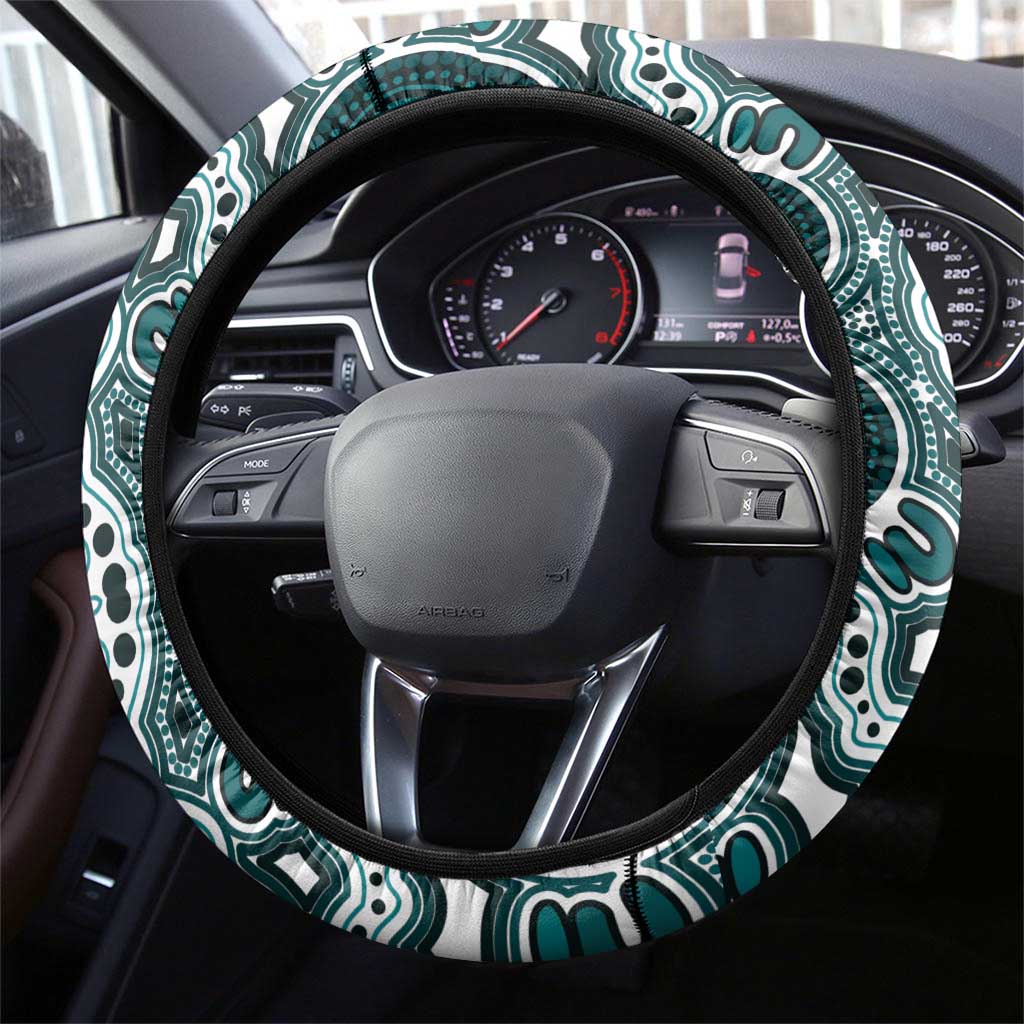 Australia Rugby 2026 Steering Wheel Cover Go Wallabies Aboriginal Pattern White Version - Aussie Hoodie