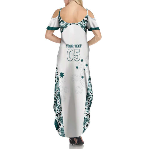 Custom Australia Rugby 2026 Summer Maxi Dress Go Wallabies Aboriginal Pattern White Version - Aussie Hoodie