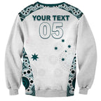 Custom Australia Rugby 2026 Sweatshirt Go Wallabies Aboriginal Pattern White Version - Aussie Hoodie
