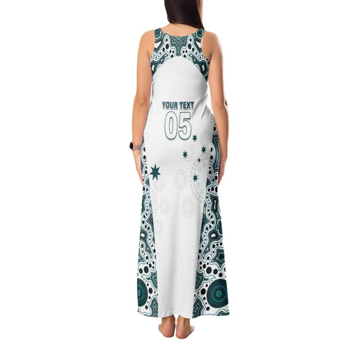 Custom Australia Rugby 2026 Tank Maxi Dress Go Wallabies Aboriginal Pattern White Version - Aussie Hoodie