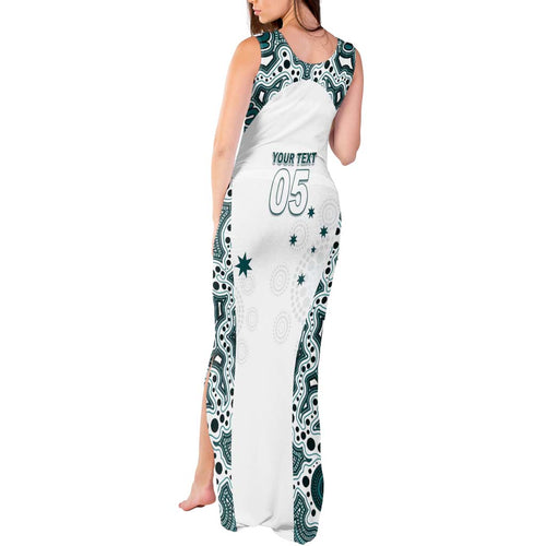 Custom Australia Rugby 2026 Tank Maxi Dress Go Wallabies Aboriginal Pattern White Version - Aussie Hoodie