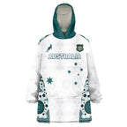 Custom Australia Rugby 2026 Wearable Blanket Hoodie Go Wallabies Aboriginal Pattern White Version - Aussie Hoodie