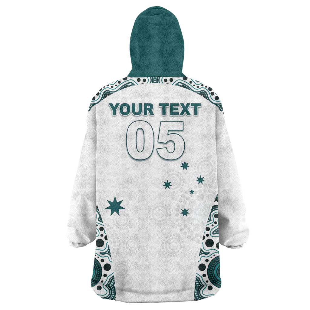 Custom Australia Rugby 2026 Wearable Blanket Hoodie Go Wallabies Aboriginal Pattern White Version - Aussie Hoodie