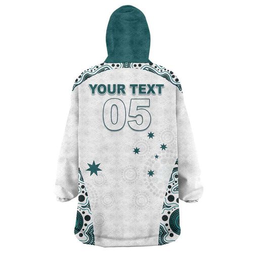 Custom Australia Rugby 2026 Wearable Blanket Hoodie Go Wallabies Aboriginal Pattern White Version - Aussie Hoodie