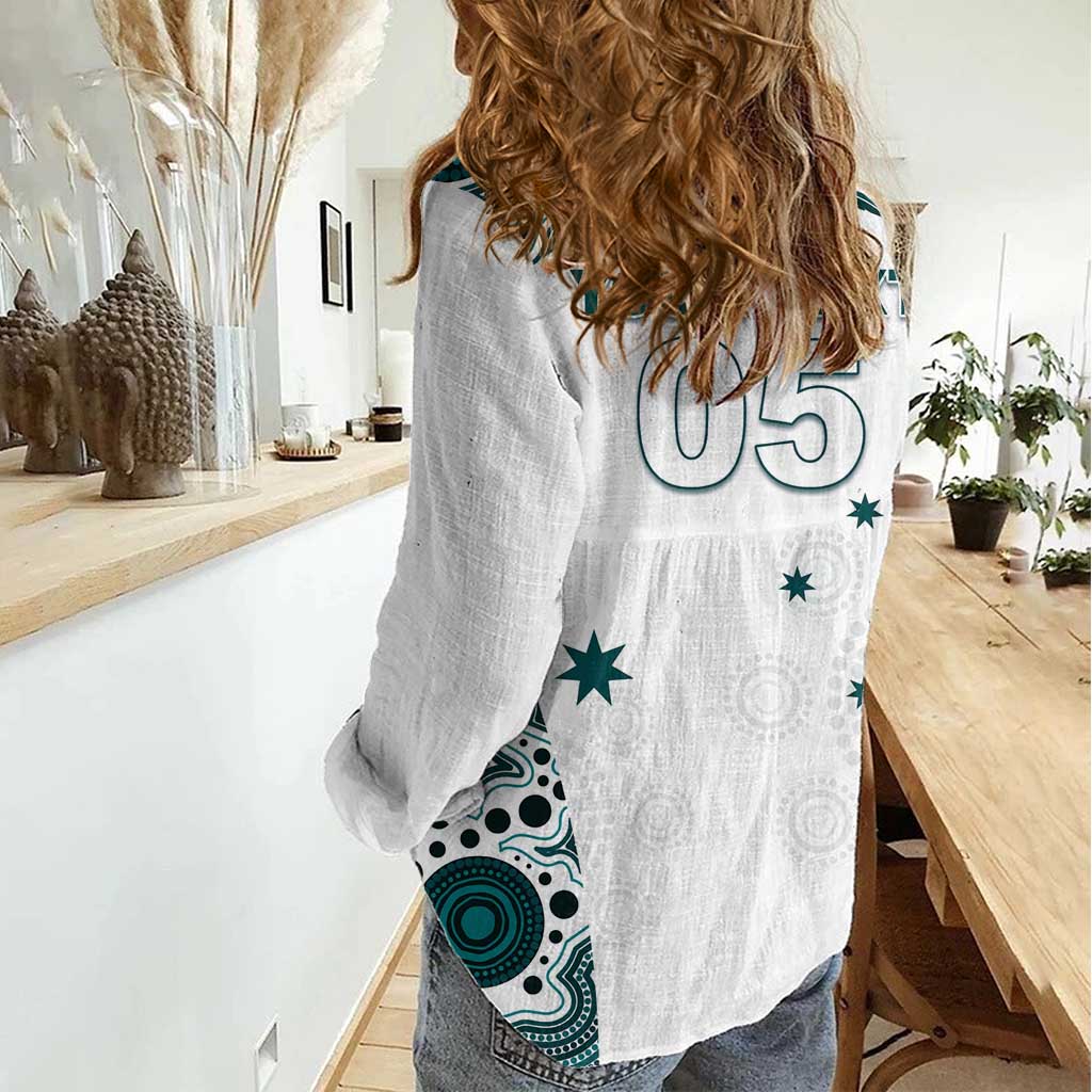 Custom Australia Rugby 2026 Women Casual Shirt Go Wallabies Aboriginal Pattern White Version - Aussie Hoodie
