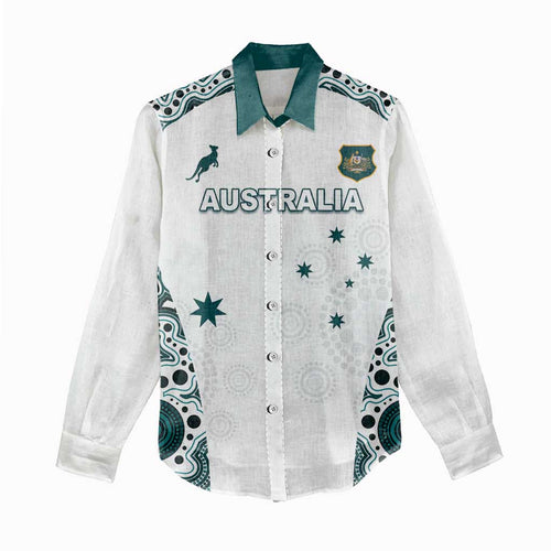 Custom Australia Rugby 2026 Women Casual Shirt Go Wallabies Aboriginal Pattern White Version - Aussie Hoodie