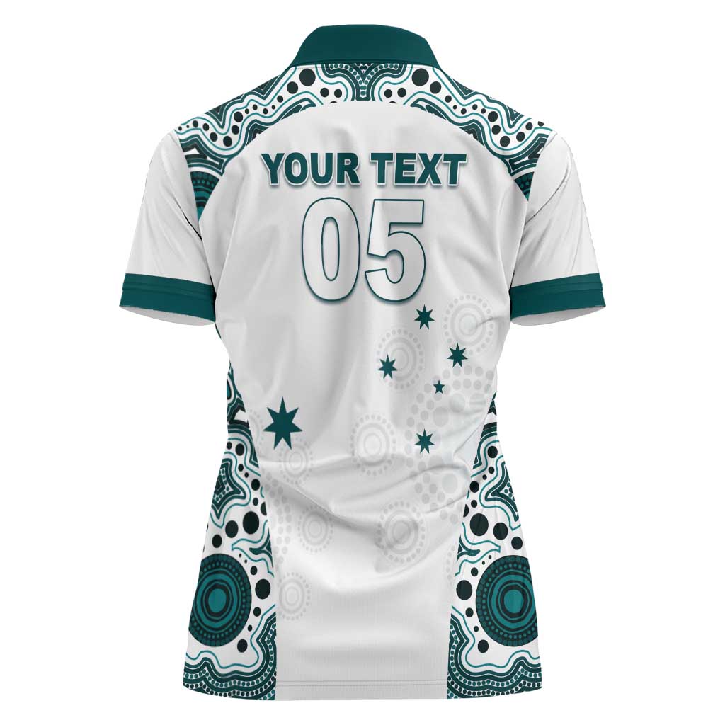 Custom Australia Rugby 2026 Women Polo Shirt Go Wallabies Aboriginal Pattern White Version - Aussie Hoodie