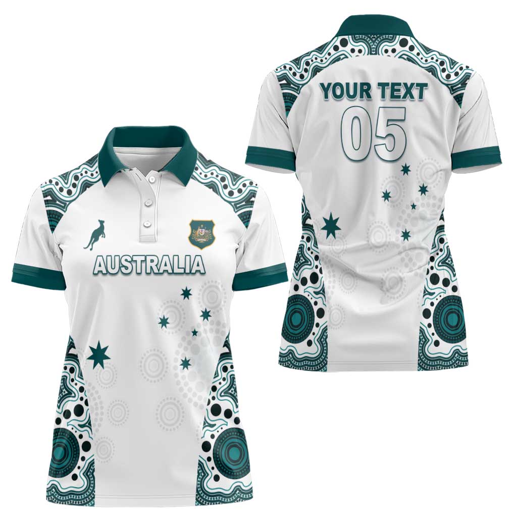 Custom Australia Rugby 2026 Women Polo Shirt Go Wallabies Aboriginal Pattern White Version - Aussie Hoodie