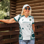 Custom Australia Rugby 2026 Women Polo Shirt Go Wallabies Aboriginal Pattern White Version - Aussie Hoodie