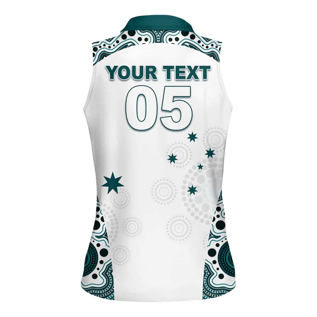 Custom Australia Rugby 2026 Women Sleeveless Polo Shirt Go Wallabies Aboriginal Pattern White Version - Aussie Hoodie