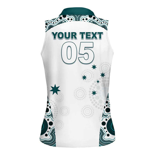 Custom Australia Rugby 2026 Women Sleeveless Polo Shirt Go Wallabies Aboriginal Pattern White Version - Aussie Hoodie